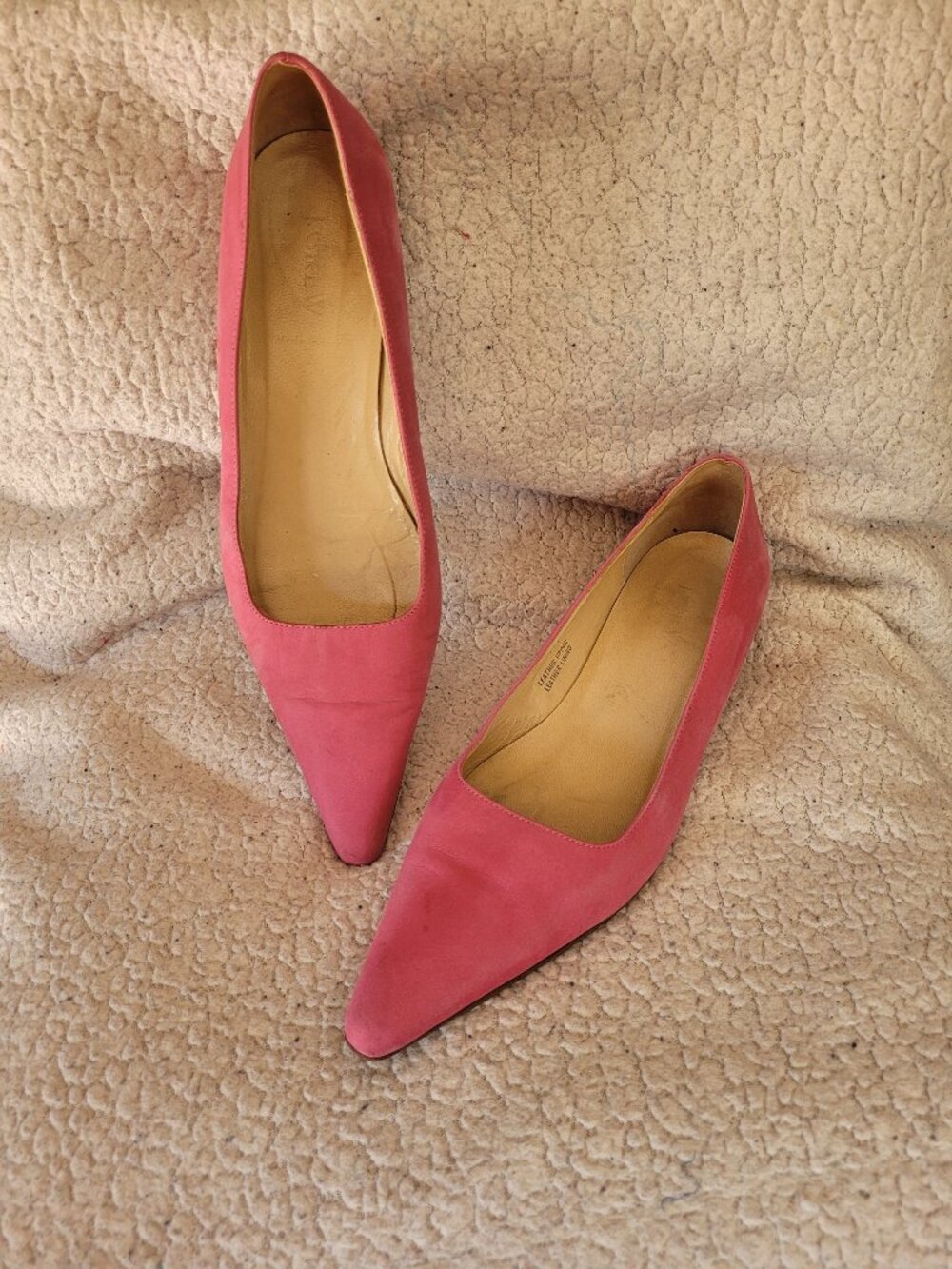 J. Crew pink pointed-toe suede flats